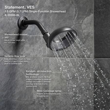 Kohler Statement VES 1.5 GPM Single Function Shower Head with Katalyst Air-Induction Technology 5 Kohler Statement VES 1.5 GPM Single Function Shower Head with Katalyst Air-Induction Technology - Image 3