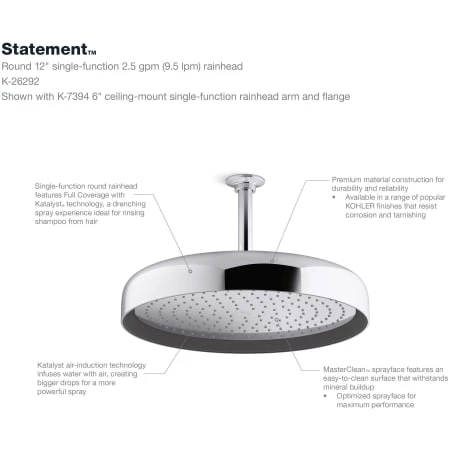 Kohler Statement 2.5 GPM Single Function Shower Head 8 Kohler Statement 2.5 GPM Single Function Shower Head - Image 6