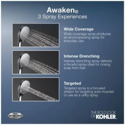 Kohler Awaken 1.75 GPM Multi Function Shower Head with MasterClean Sprayface Technology -Kohler Shop kohler k 72418 g alternate view 414