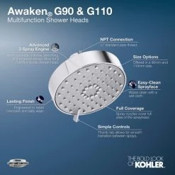 Kohler Awaken 1.5 GPM Multi Function Shower Head with MasterClean Sprayface Technology -Kohler Shop kohler k 72418 h alternate image 55
