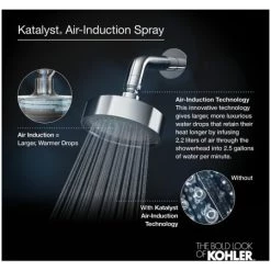 Kohler Exhale B120 2.0 GPM Round Multifunction Showerhead with Silicone Sprayface and Katalyst Air-induction Technology -Kohler Shop kohler k 72597 alternate view 781
