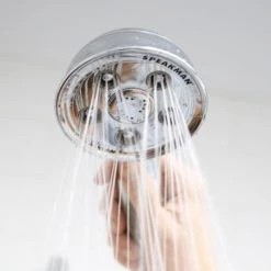Speakman Caspian 2.5 GPM Combination Multi Function Shower Head and Hand Shower with Adjustable Bracket -Kohler Shop speakman vs 233014 in use closeup 147